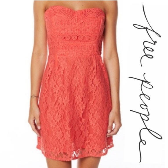 Free People Dresses & Skirts - Free People Crochet Lace Strapless Dress Size 8